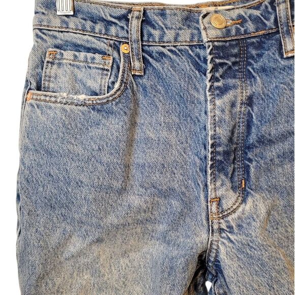 Free People Women's Medium Wash Button Fly Distressed Straight Leg Jeans Size 24 - Picture 5 of 7